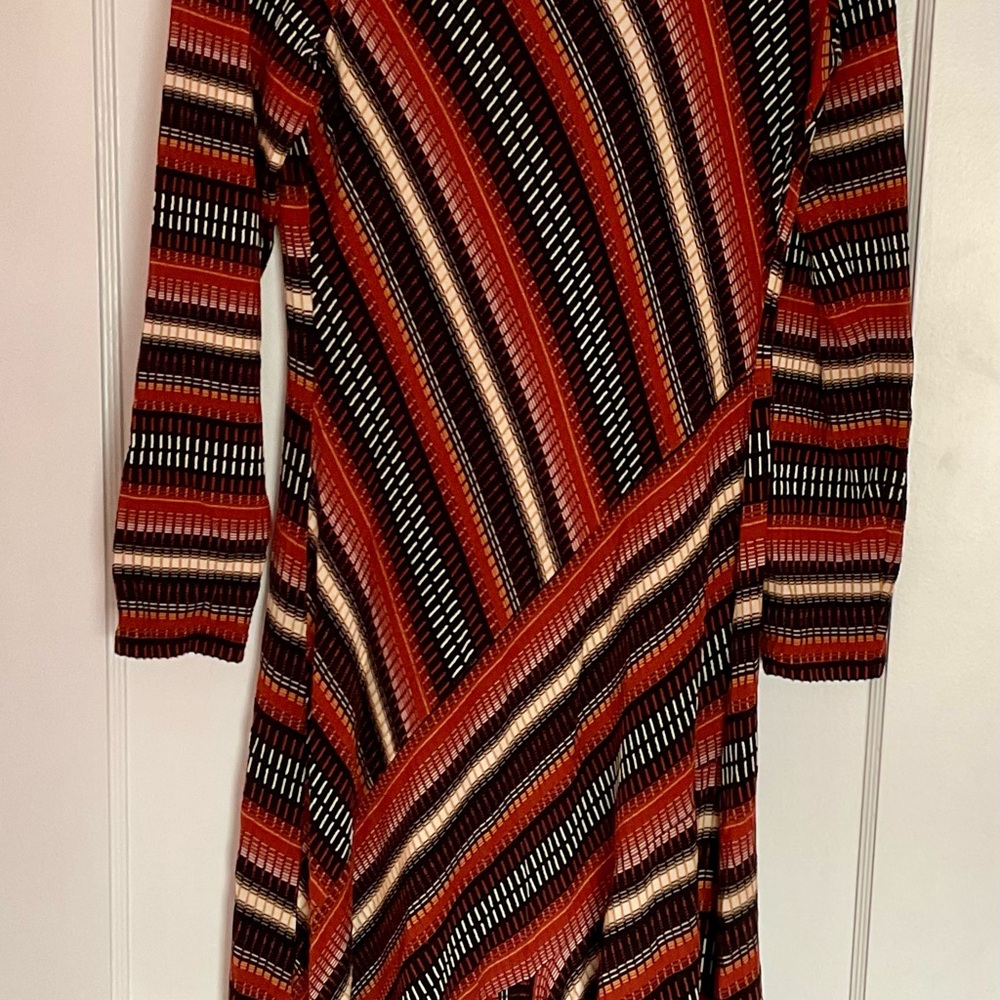 Anthropologie Red and Black Long Sleeve Dress